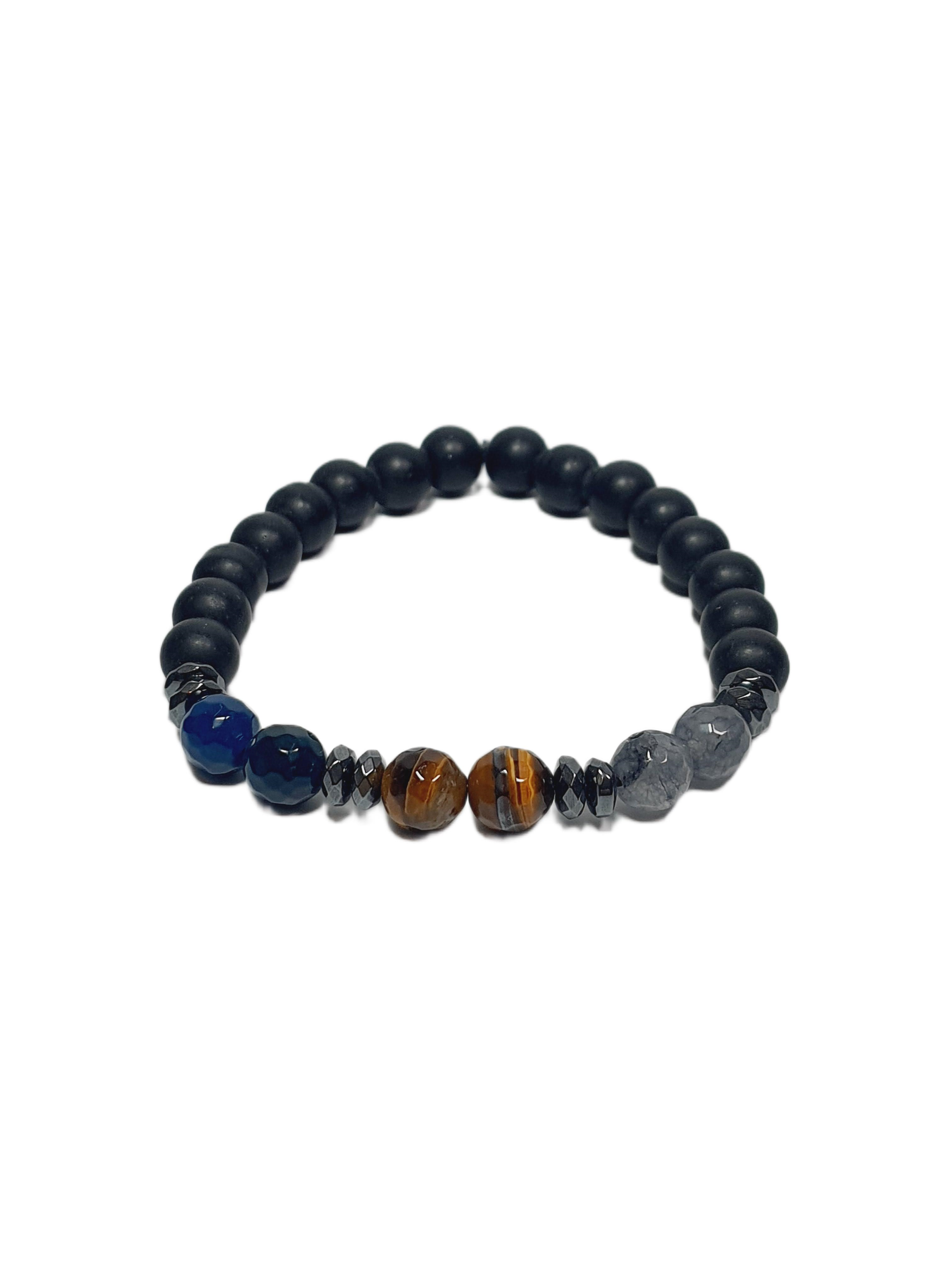 Doğaltaş BileklikJTSS26BLK1806 AKİK KAPLANGÖZÜ CEYT ONYX HEMATİT DOĞALTAŞ ESNEK SİYAH 8 MM GARANTİLİ JANTİ BİLEKLİKJanti