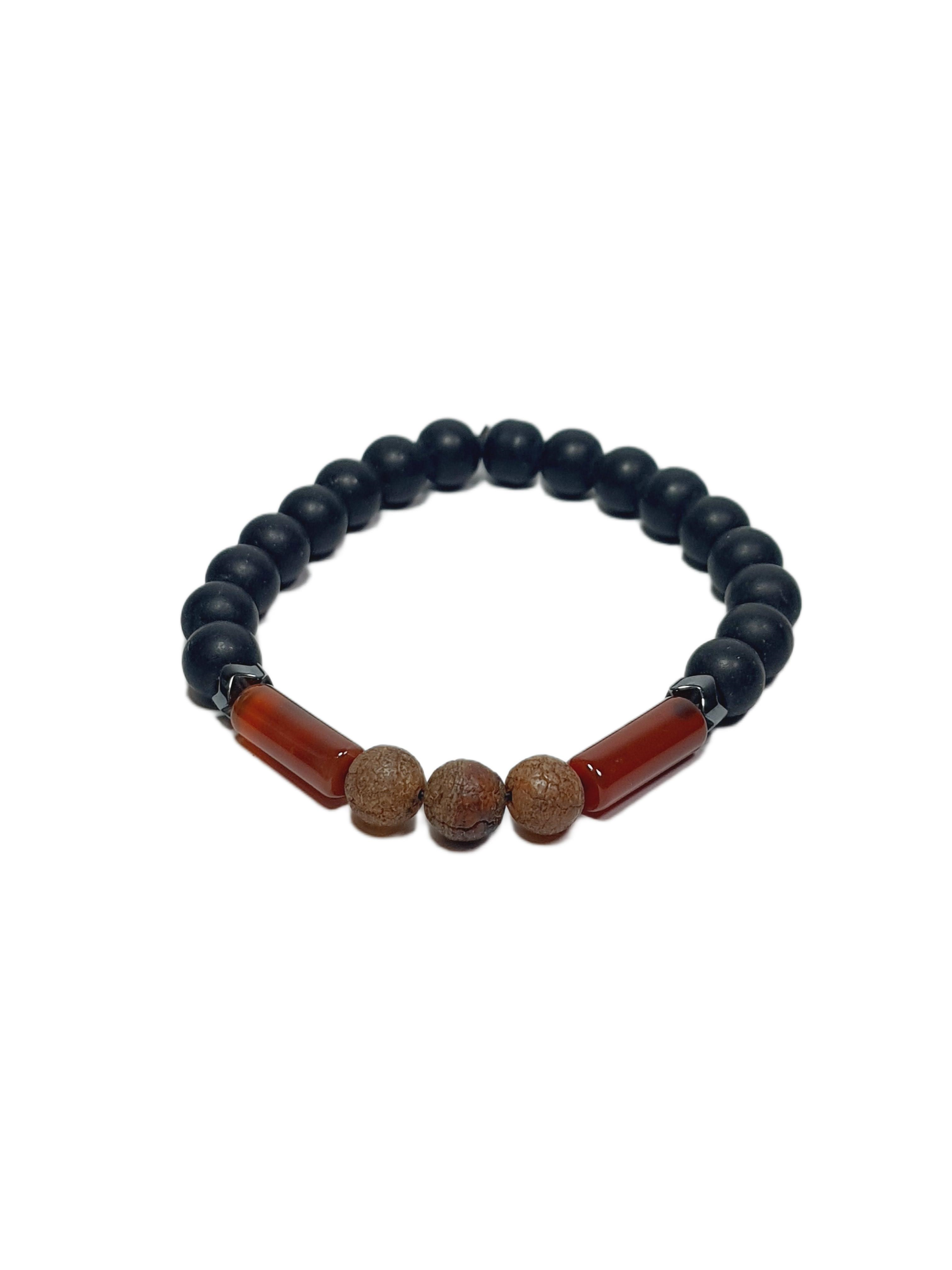 Doğaltaş BileklikJTSS26BLK1807 AKİK ONYX HEMATİT DOĞALTAŞ ESNEK SİYAH TABA 8 MM GARANTİLİ JANTİ BİLEKLİKJanti