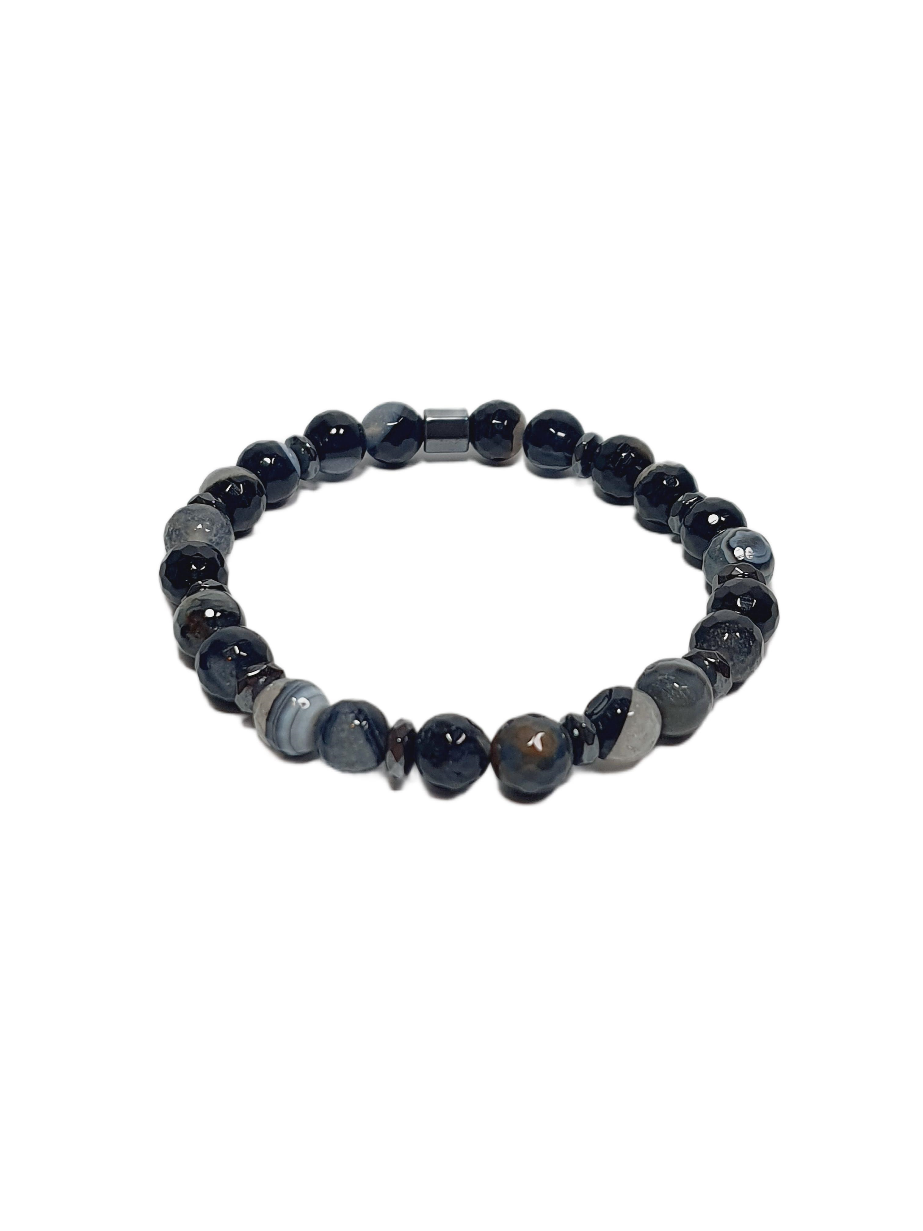 Doğaltaş BileklikJTSS26BLK1809 DAMARLI GÖZ AKİK HEMATİT DOĞALTAŞ ESNEK SİYAH 8 MM GARANTİLİ JANTİ BİLEKLİKJanti