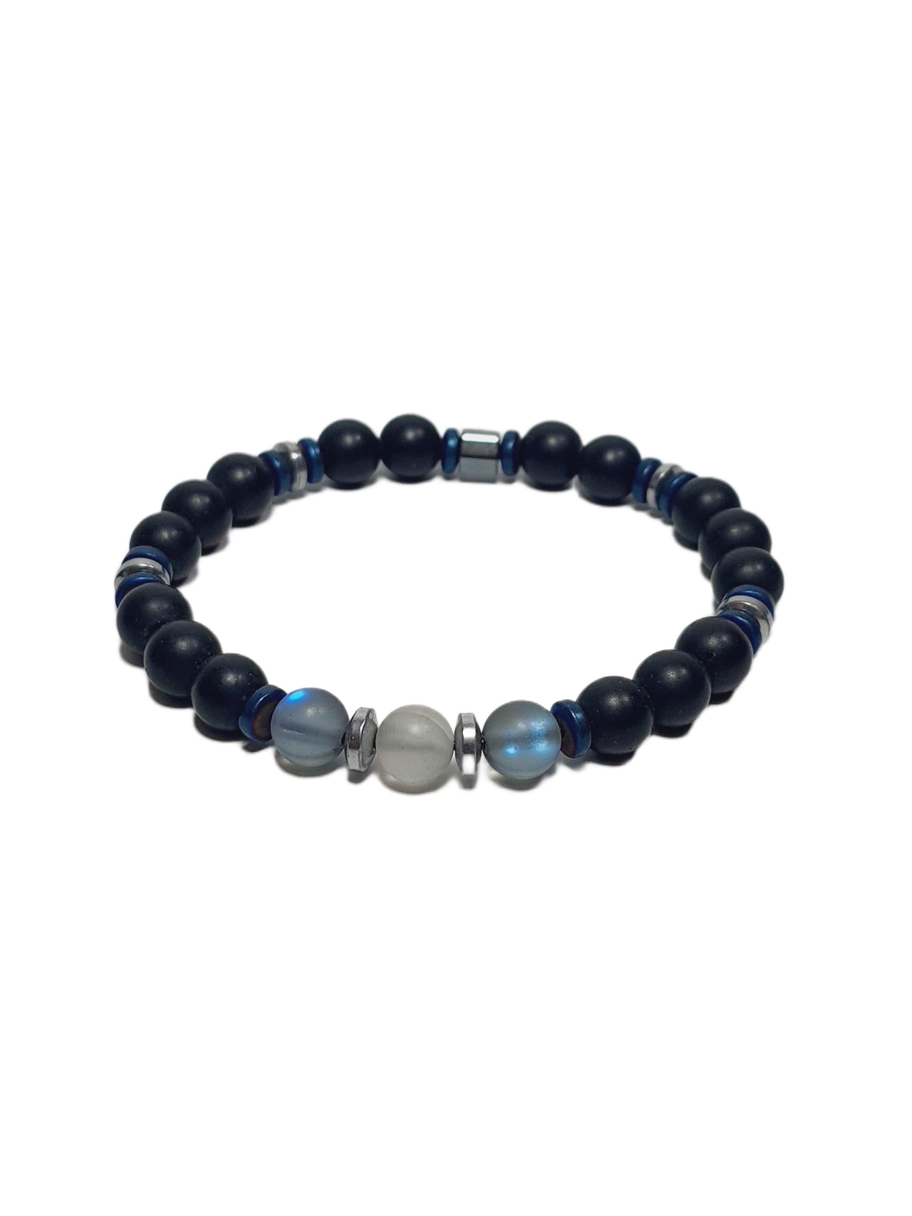 Doğaltaş BileklikJTSS26BLK1824 TERMAL KUVARS ONYX HEMATİT DOĞALTAŞ SİYAH 8 MM GARANTİLİ ESNEK JANTİ BİLEKLİKJanti