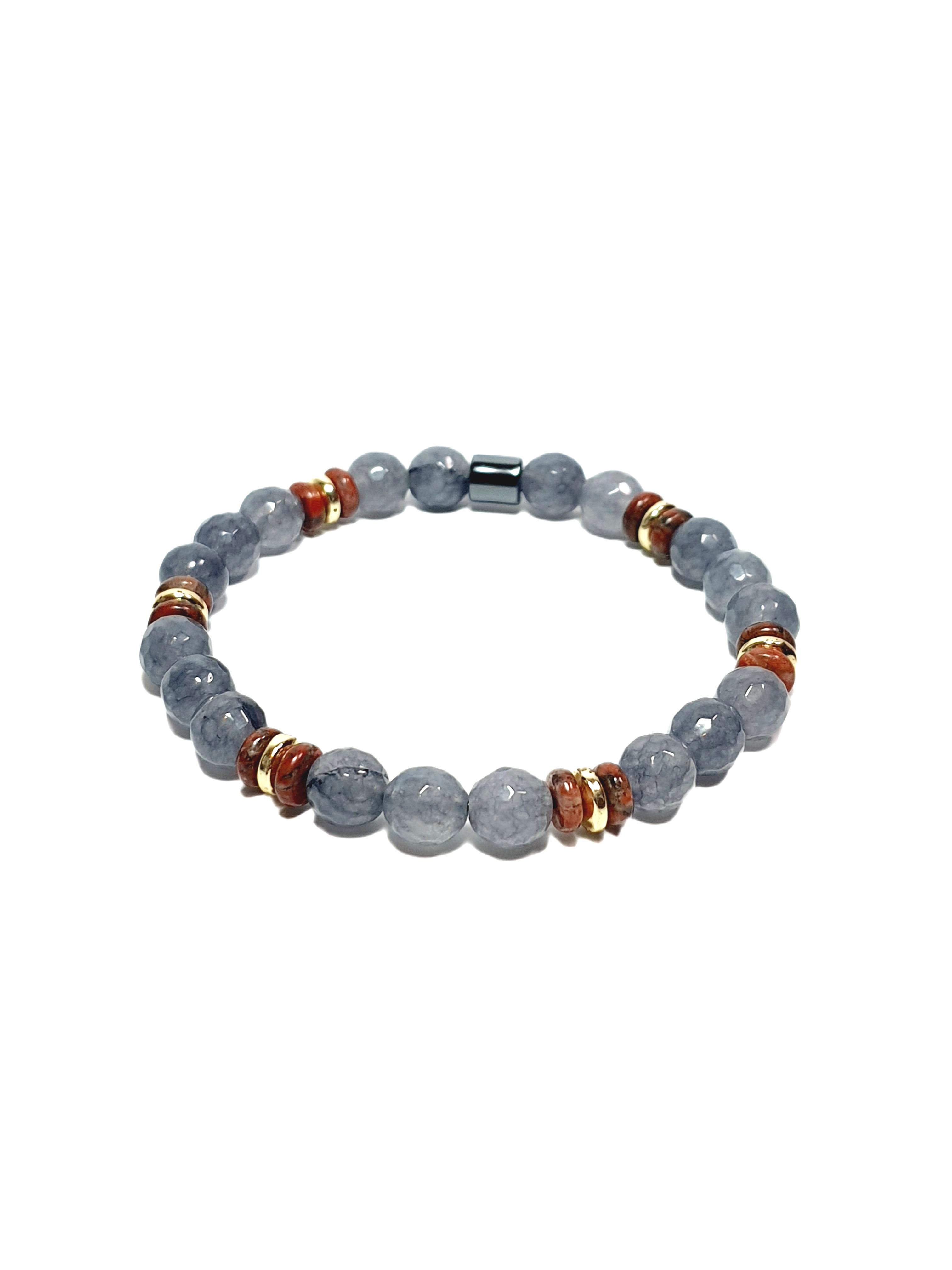 Doğaltaş BileklikJTSS26BLK1841 FASETLİ CEYT JASPER HEMATİT DOĞALTAŞ GRİ 8 MM GARANTİLİ ESNEK JANTİ BİLEKLİKJanti
