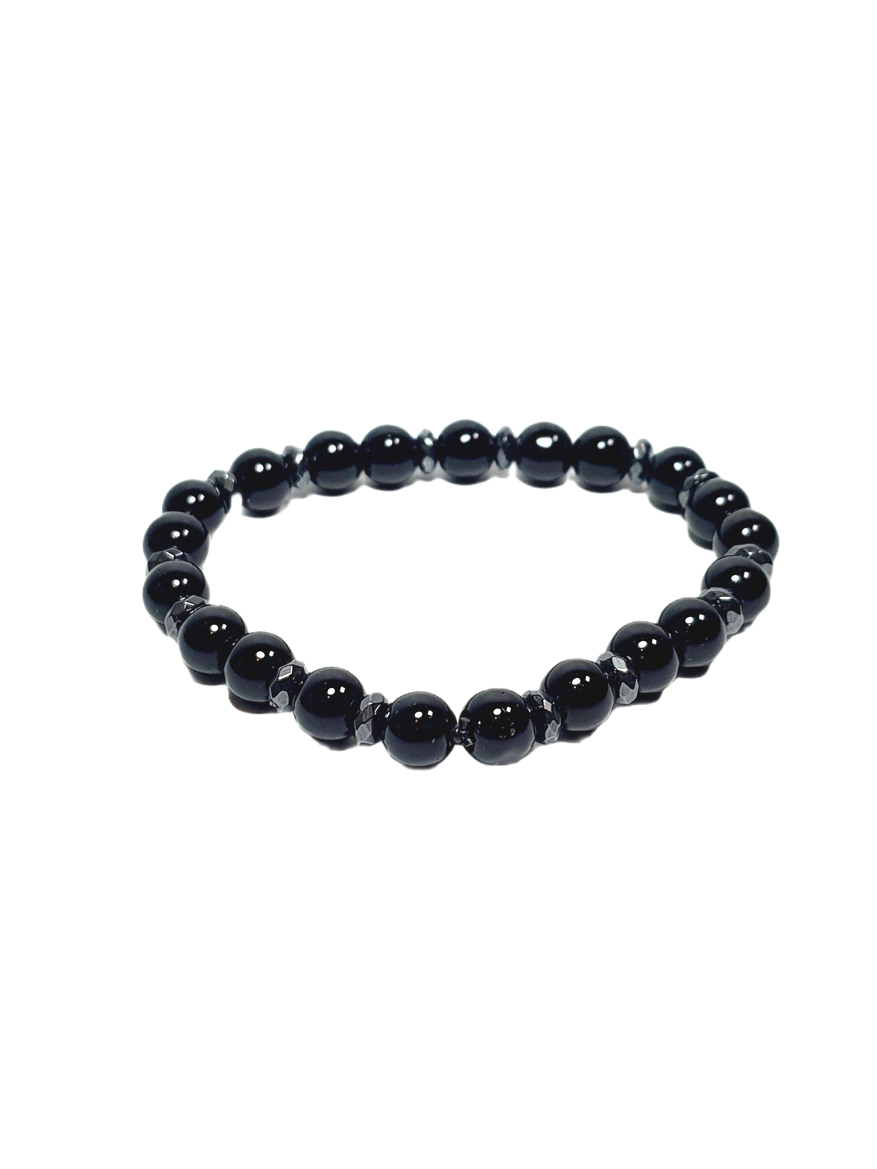 Doğaltaş BileklikJTSS26BLK1843 ONYX HEMATİT DOĞALTAŞ SİYAH 8 MM GARANTİLİ ESNEK JANTİ BİLEKLİKJanti