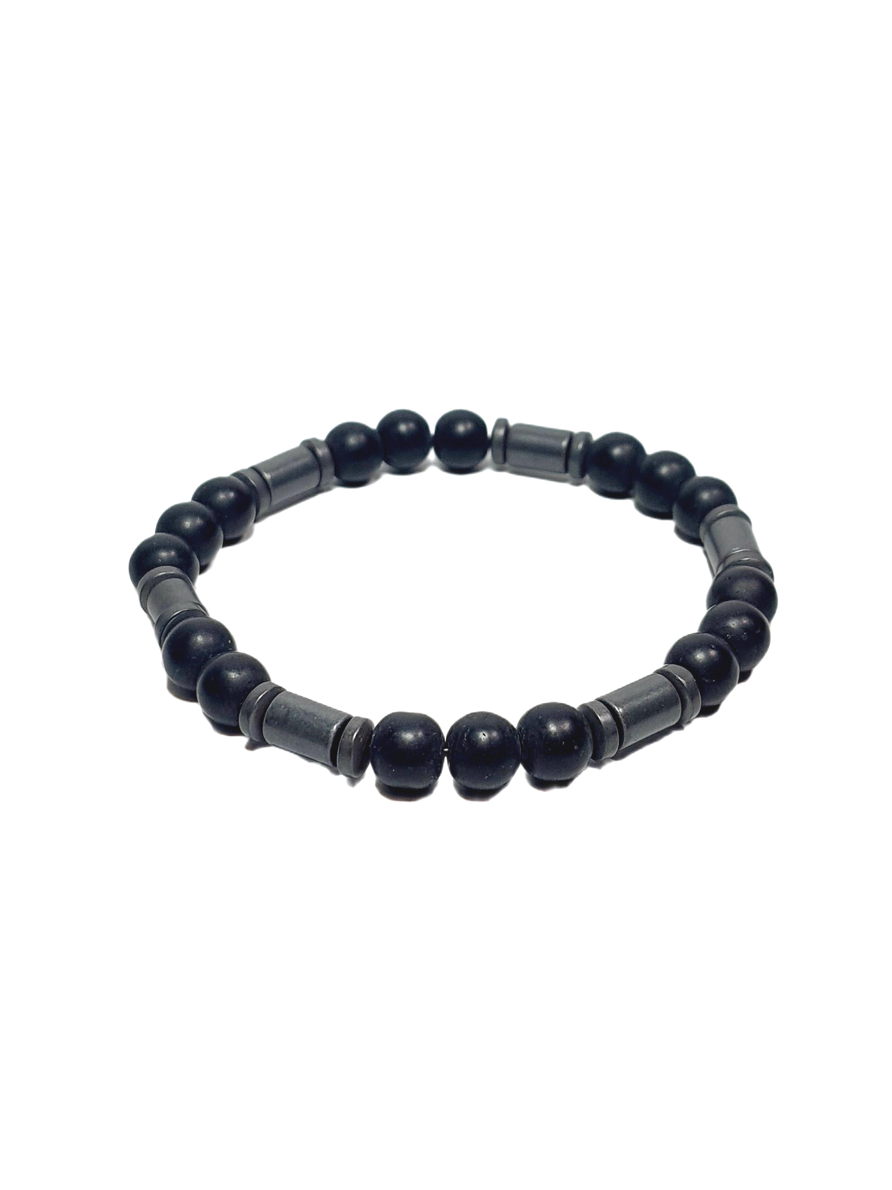 Doğaltaş BileklikJTSS26BLK1845 ONYX HEMATİT DOĞALTAŞ SİYAH 8 MM GARANTİLİ ESNEK JANTİ BİLEKLİKJanti