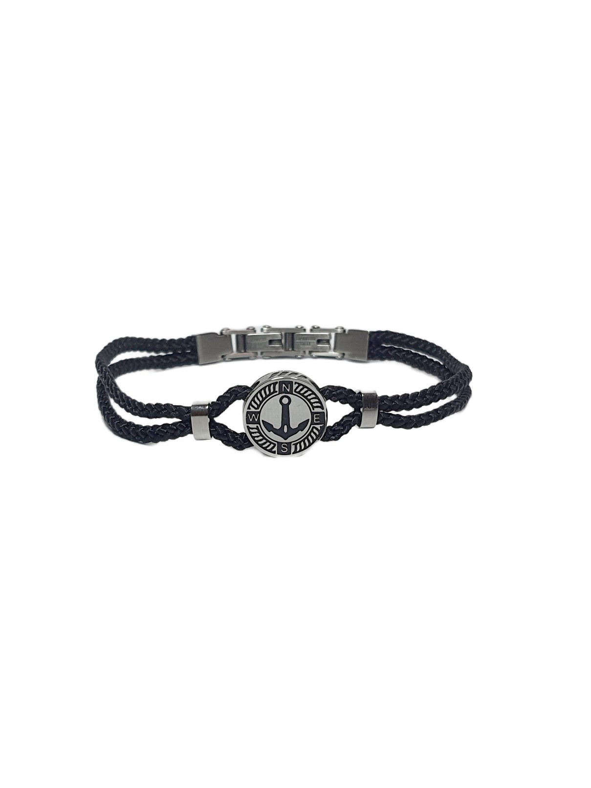 BileklikJTSS26BLK1880 PASLANMAZ ÇELİK KİLİT SİYAH MİLAN İP EL YAPIMI ÇELİK GEMİ ÇAPASI APARATLI UNISEX BİLEKLİK GARANTİLİ KUTULU JANTİ BİLEKLİKJanti