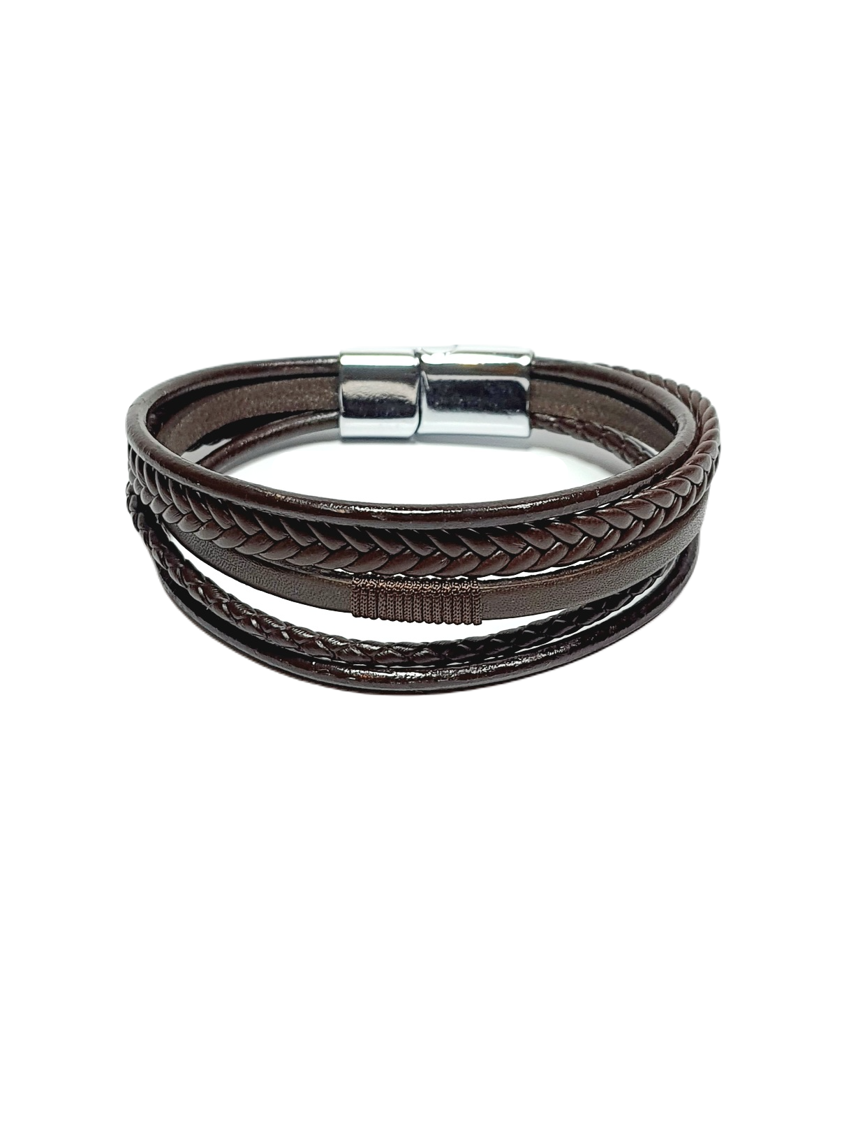 Deri BileklikLFNSS25DKB112350099-CONROY-STANDARTJANTİ LFN12 mm Hakiki Deri ve Suni Deri Krom kaplama mıknatıs kapama bileklik