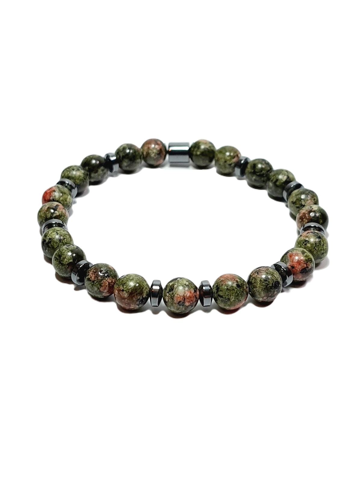 Doğaltaş BileklikLFNSS25DLB112350071-ANDRE-STANDARTJANTİ LFN8 mm Ceyt ve Hematit Doğaltaş Bileklik