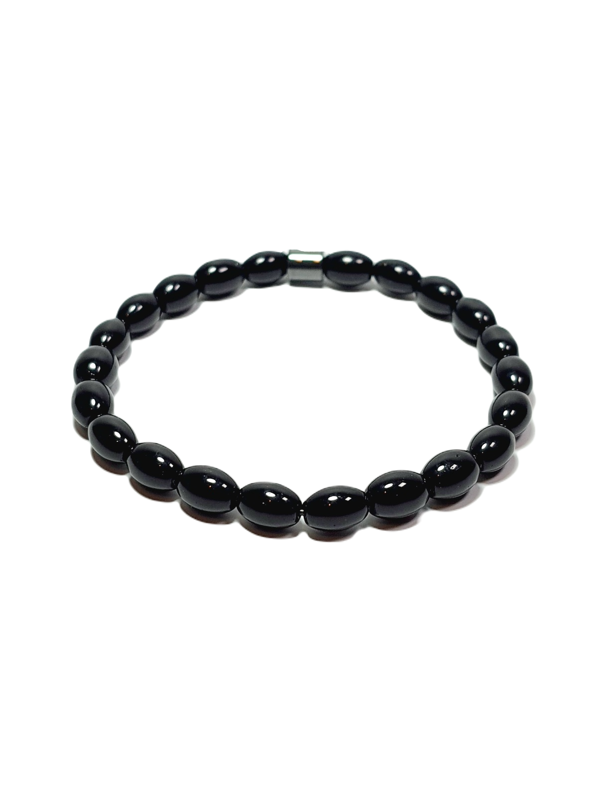 Doğaltaş BileklikLFNSS25DLB112350081-GREG-STANDARTJANTİ LFN6 mm Arpa Kesim Onyx Doğaltaş ve Hematit Doğaltaş Bileklik