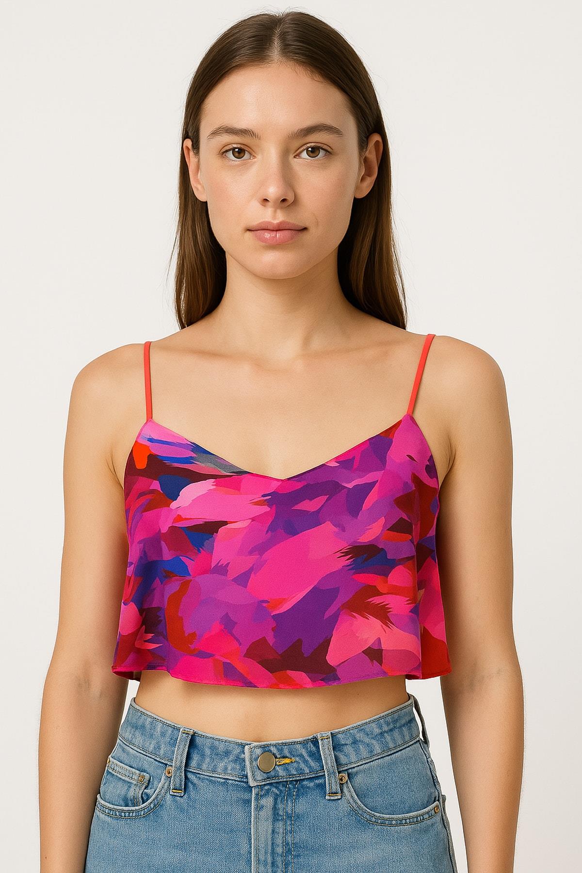 IPEKYOL Mor V Yaka Askılı Bluz