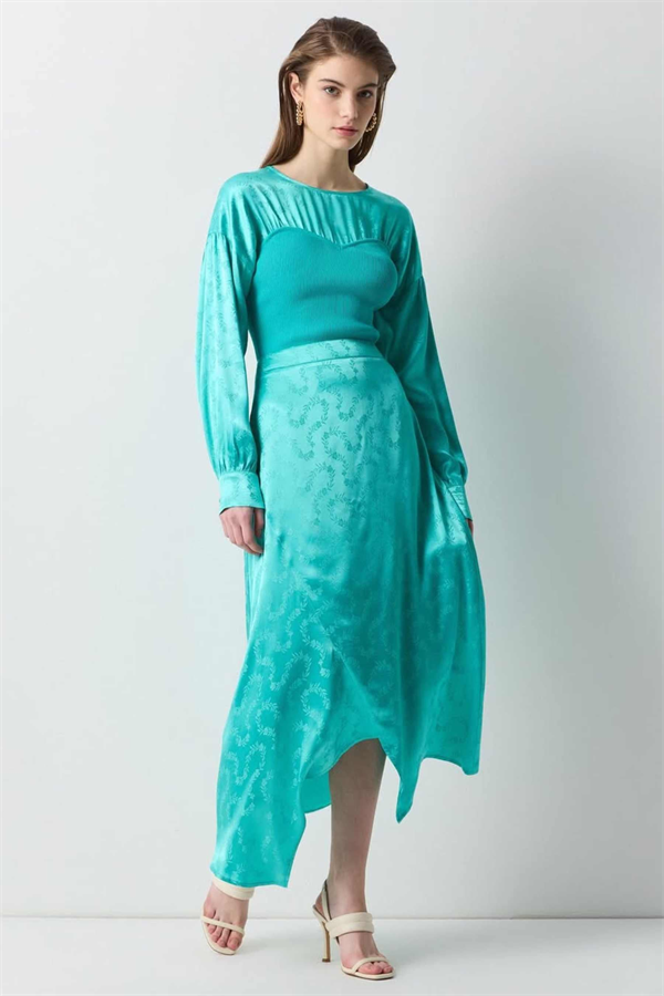 IPEKYOL Yeşil Desenli Etek 