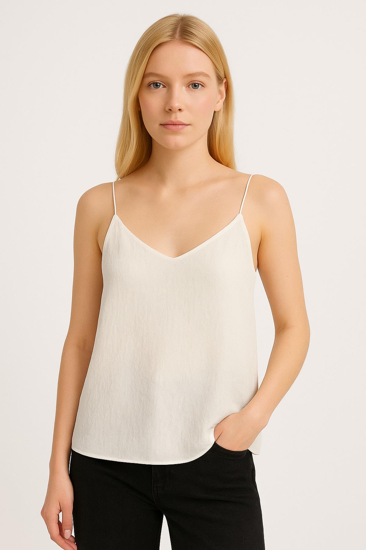 IPEKYOL Askılı Kırık Beyaz Bluz