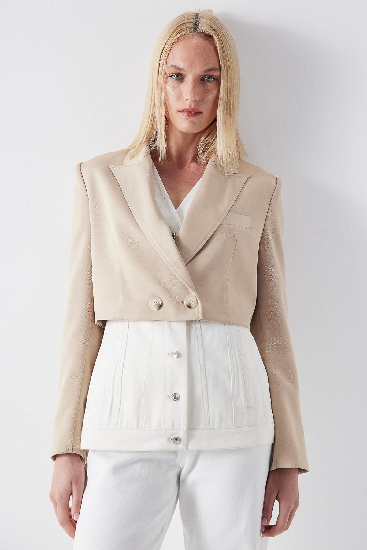 IPEKYOL Crop Camel Ceket