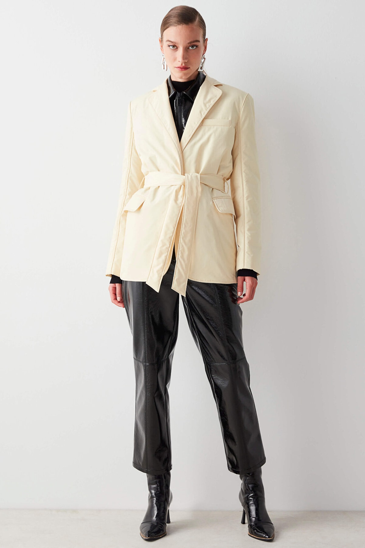 IPEKYOL Dolgulu Mono Yaka Sarı Mont