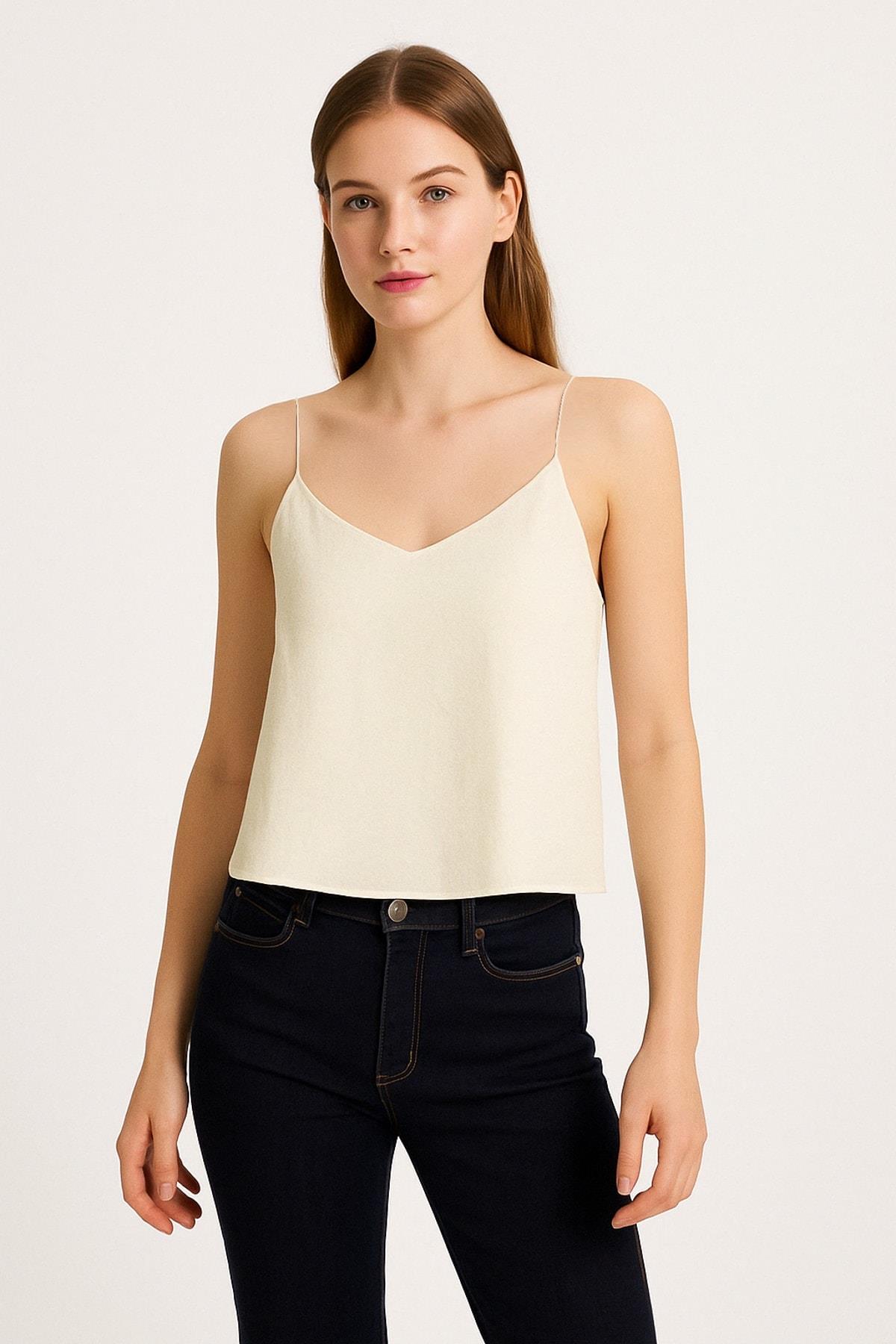 IPEKYOL Ekru Askılı Bluz