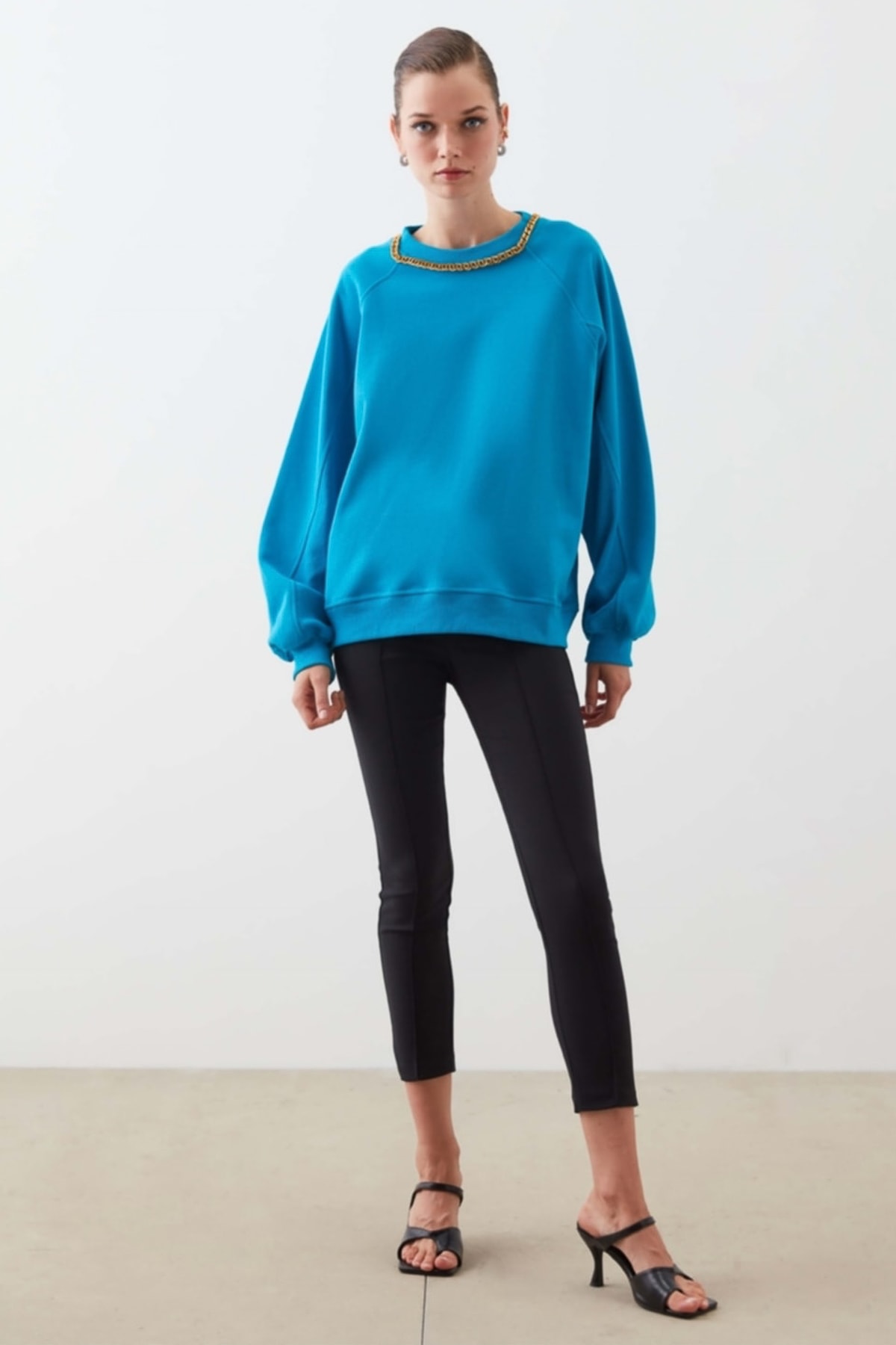 IPEKYOL Sweat Large Below Hips Pour Femme - Col Haut, Manches Oversize, Ton Sur Ton