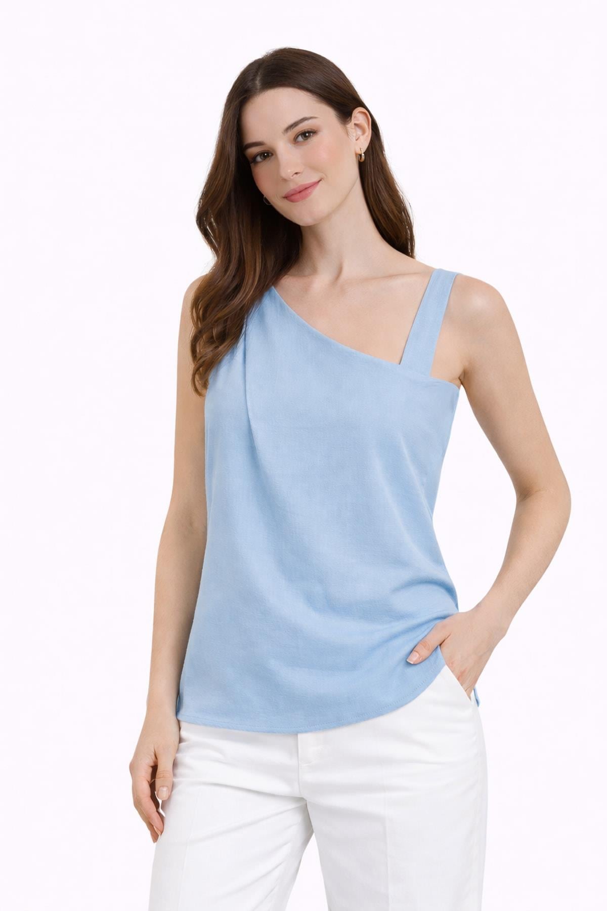 IPEKYOL Mavi Asimetrik Bluz