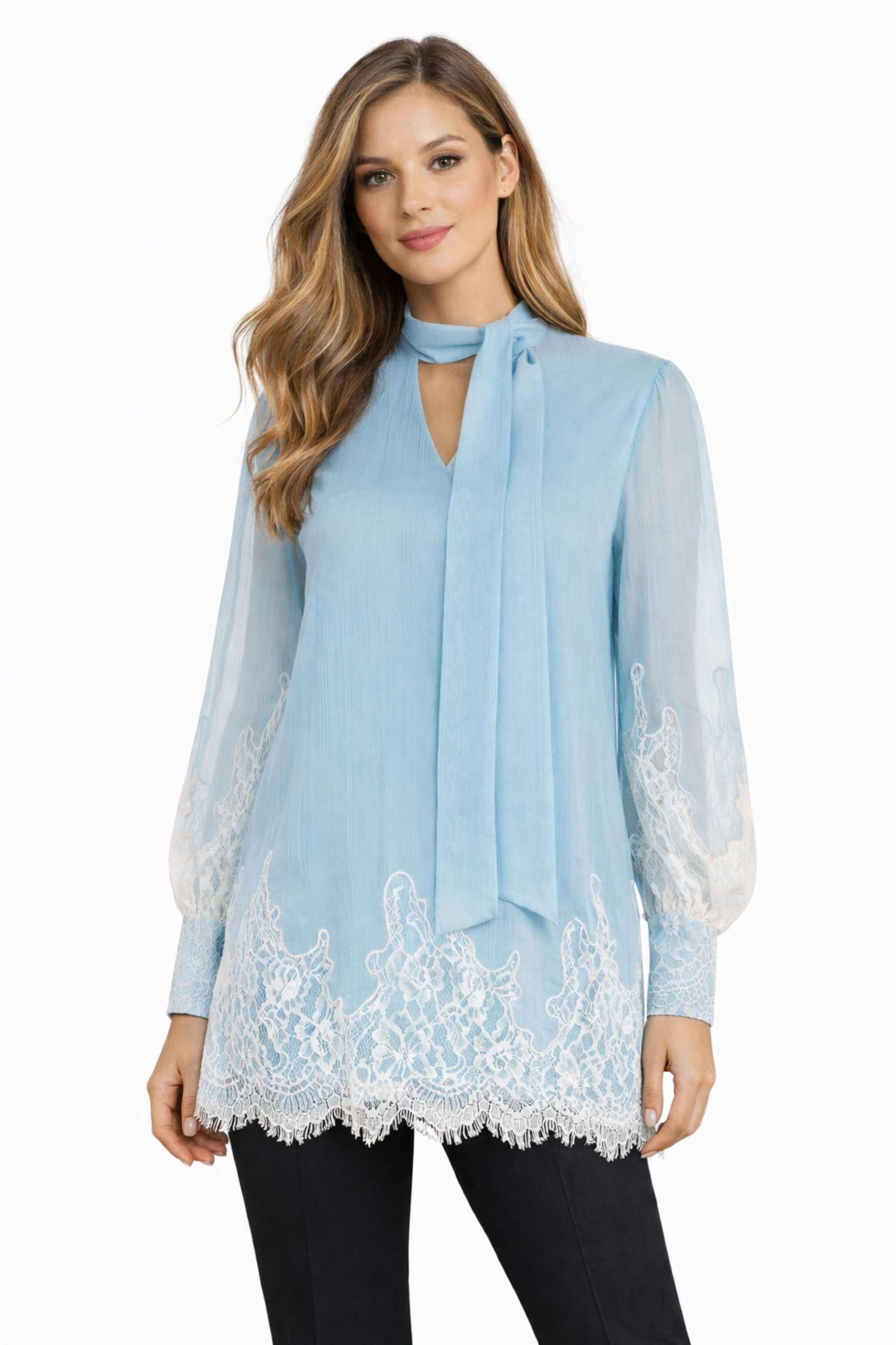 IPEKYOL Mavi Dantel Mix Tunik 