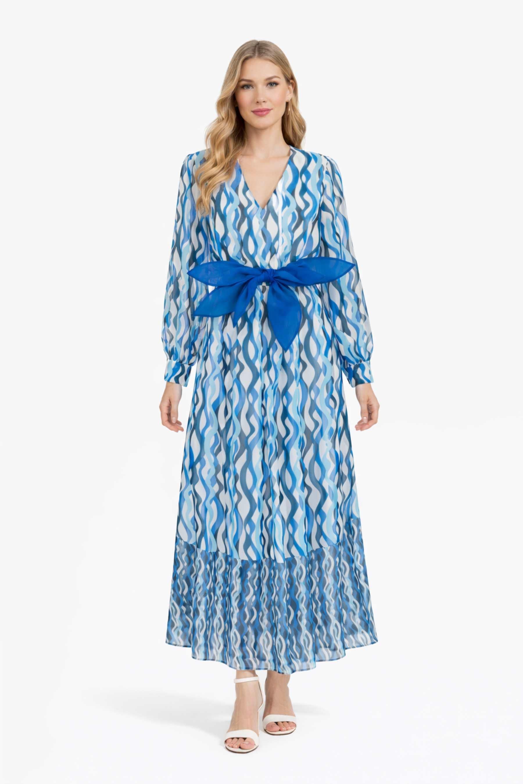 IPEKYOL Mavi Desenli Elbise 