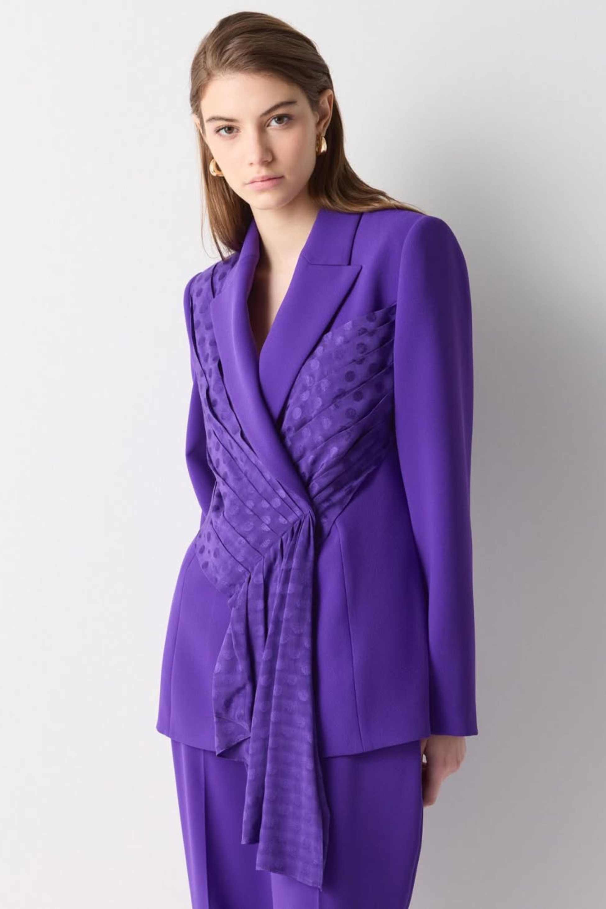 IPEKYOL Mor Kumaş Mix Ceket 