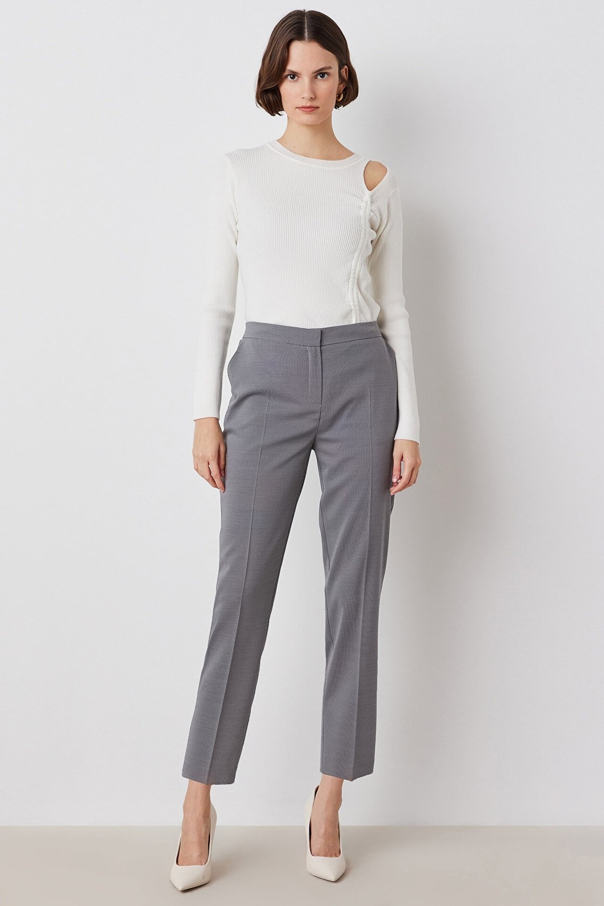 IPEKYOL Siyah Slim Fit Beli Elastik Pantolon