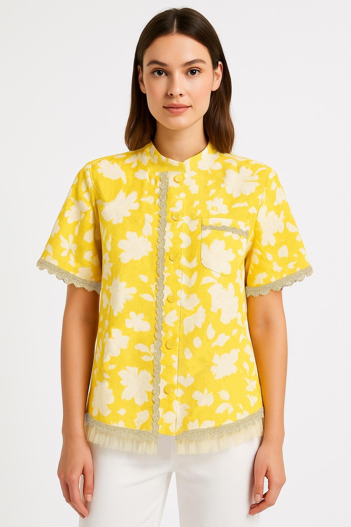 MACHKA Sarı Kroşe Mix Ceket