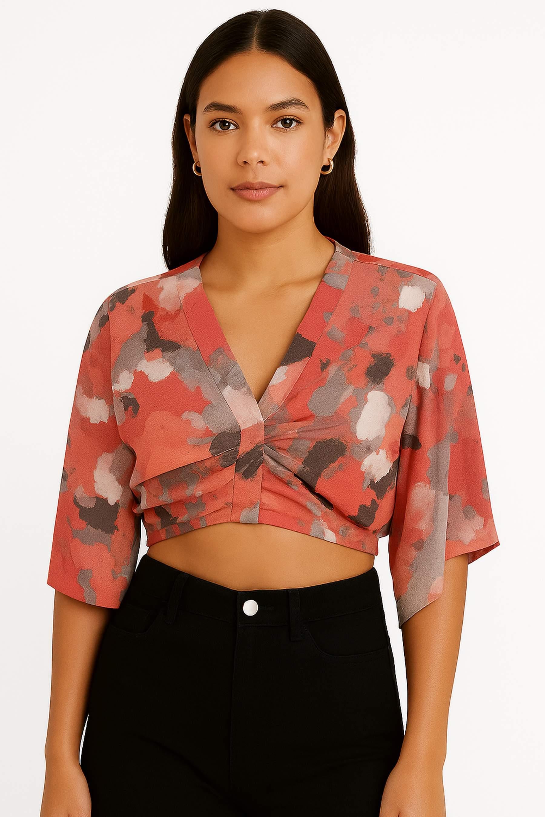 TWIST TURUNCU-DESENLI 06209 / BLUZ