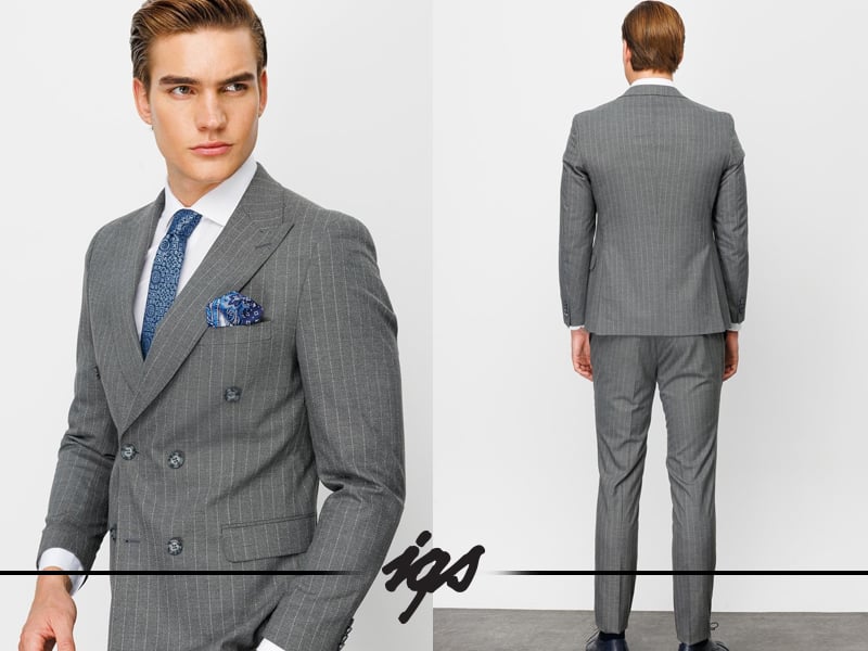 Çizgili takım elbise, erkek çizgili takım, klasik çizgili takım, modern çizgili takım elbise, slim fit çizgili takım, İGS takım elbise modelleri