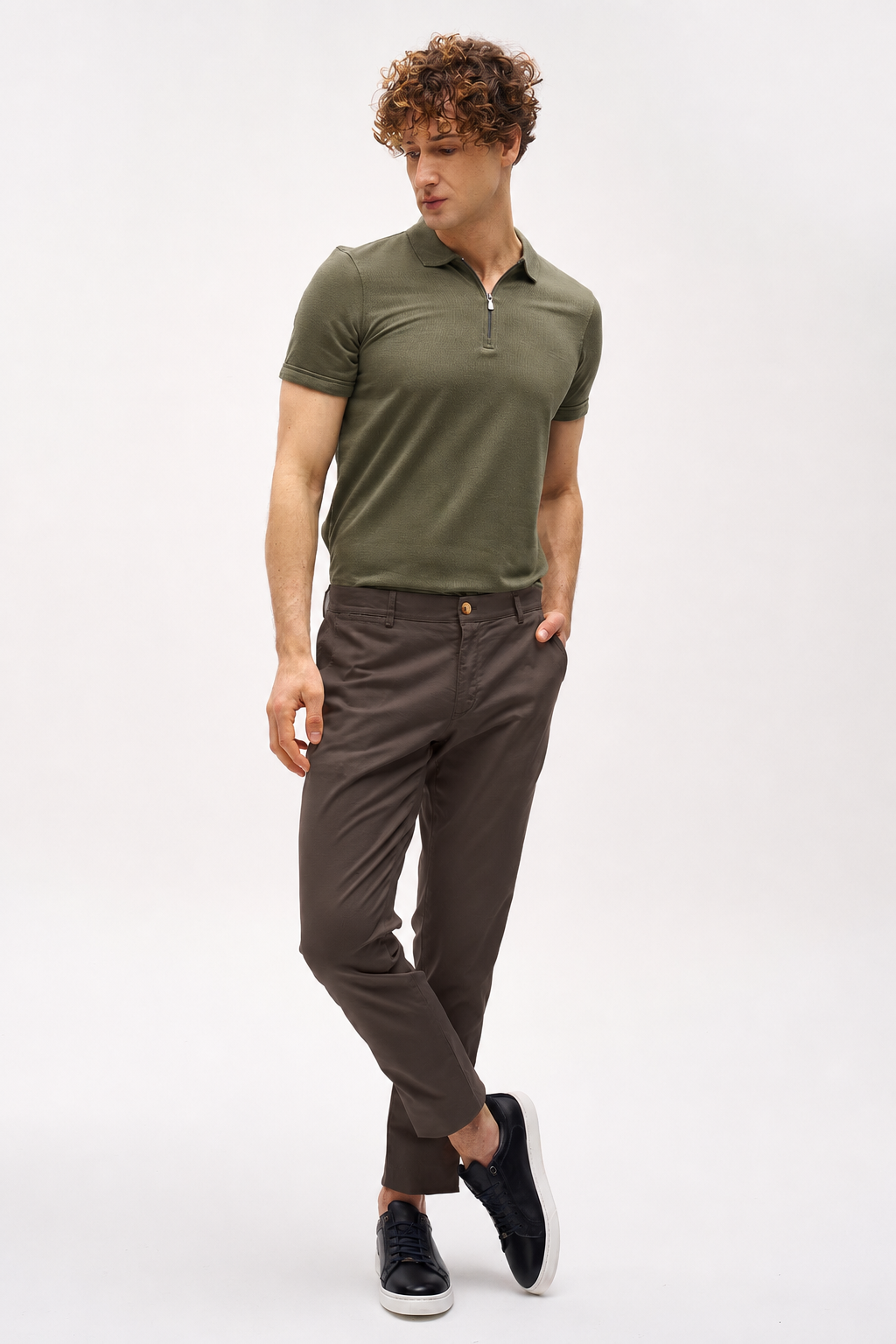Erkek Kahve Pamuklu Dynamic Fit Pantolon