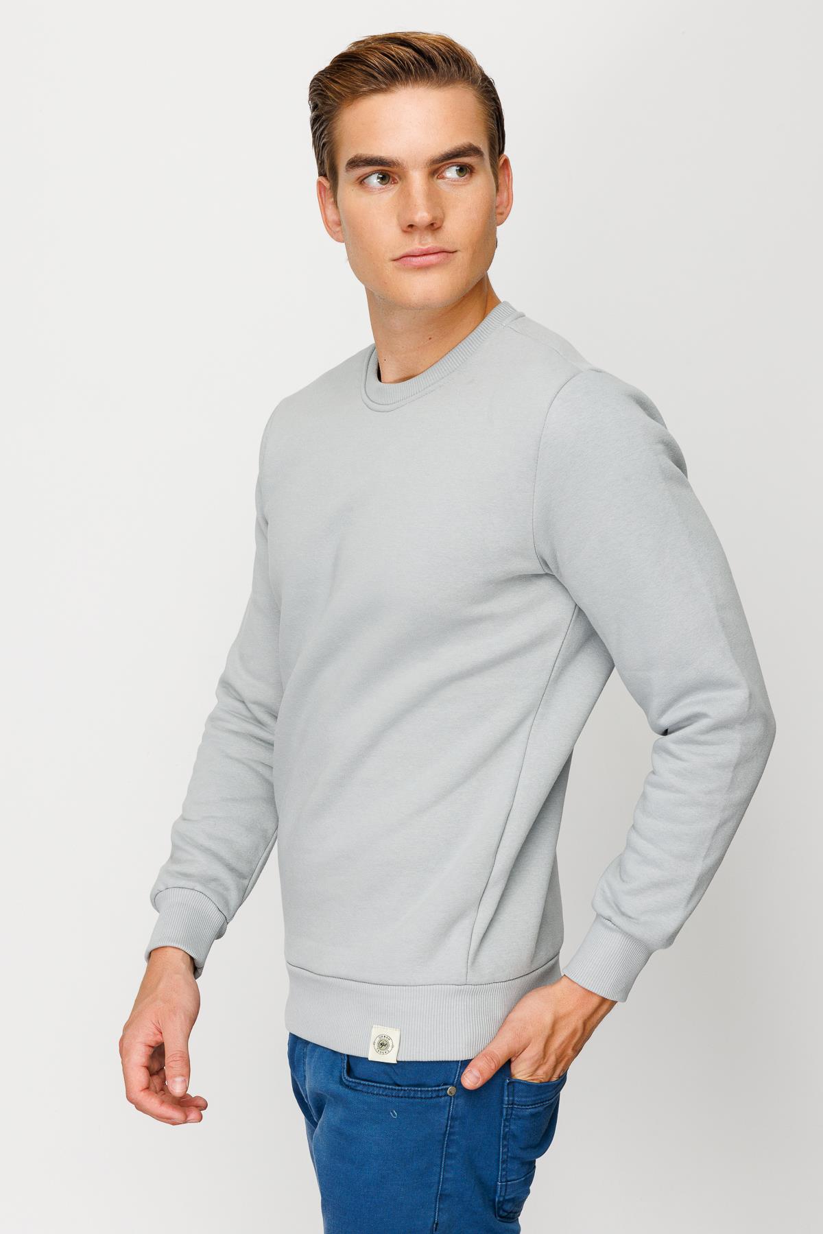 Erkek A.Gri  Bisiklet Yaka Sweatshirt