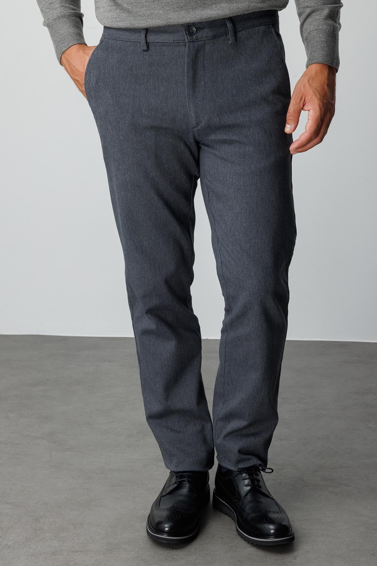 Erkek Füme Pamuklu Regular Fit Pantolon – Rahat Kalıp Günlük