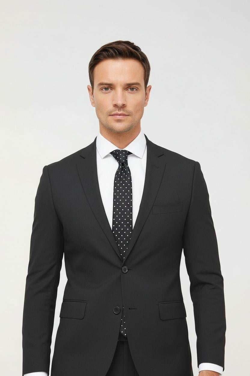 Erkek Füme Slim Fit Dar Kalıp Klasik Takım Elbise