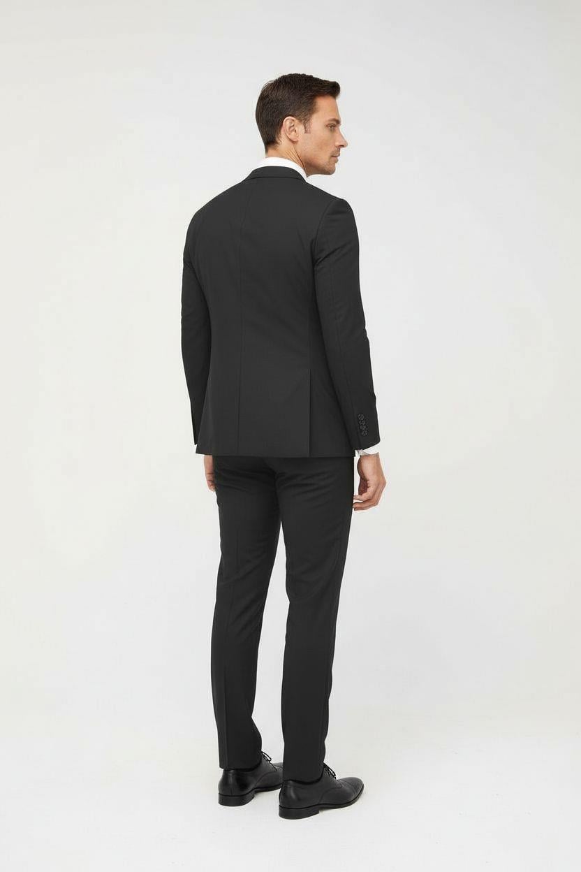Erkek Füme Slim Fit Dar Kalıp Klasik Takım Elbise