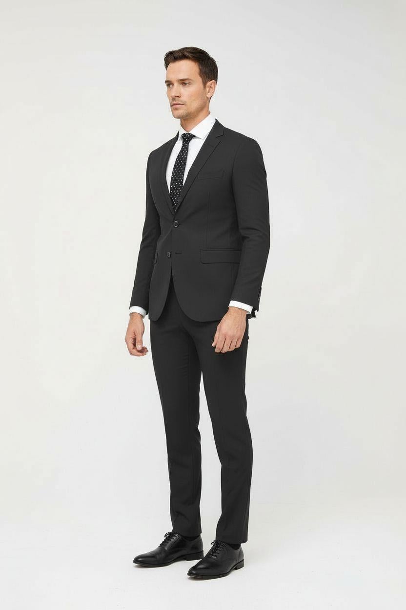 Erkek Füme Slim Fit Dar Kalıp Klasik Takım Elbise