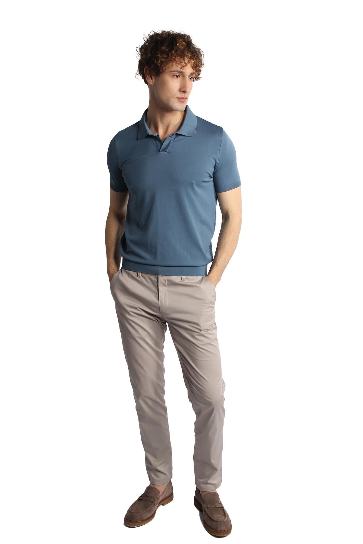 İndigo Slim Fit Dar Kalıp Polo Yaka Düz Kısa Kollu Triko Tişört