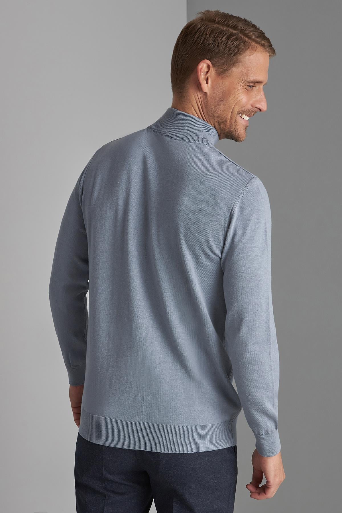 İndigo Modern Fit Ekstra Dar Kalıp Bisiklet Yaka Düz Uzun Kollu Triko