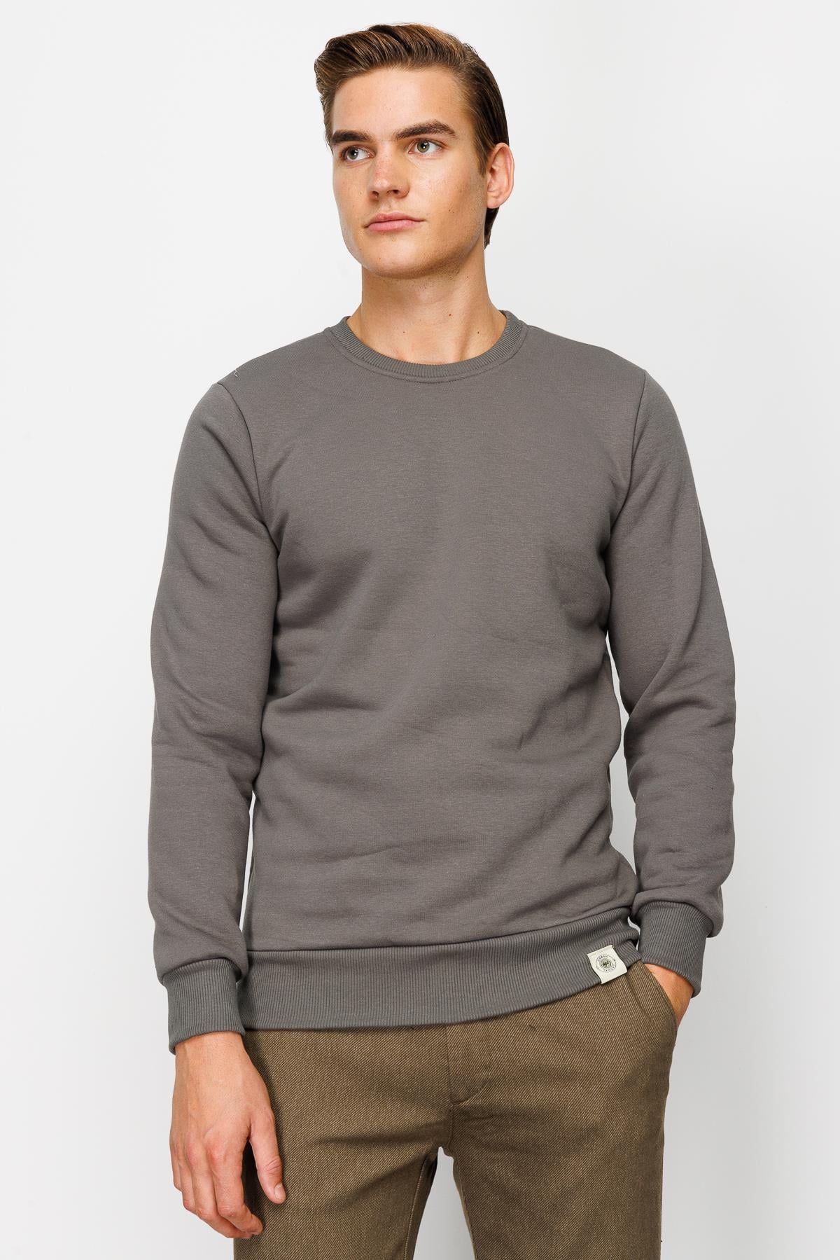 Erkek K.Gri  Bisiklet Yaka Sweatshirt
