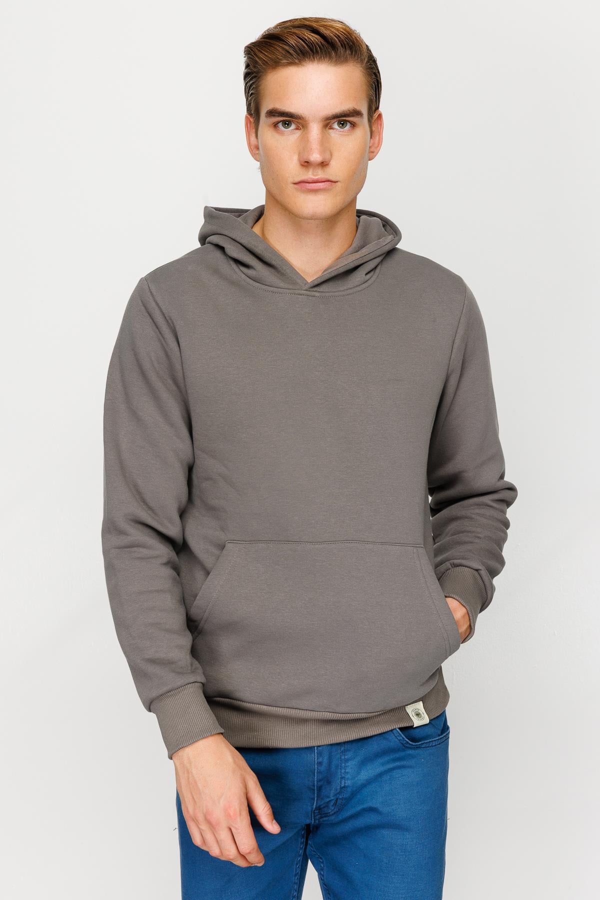 Erkek K.Gri  Kapşonlu Sweatshirt