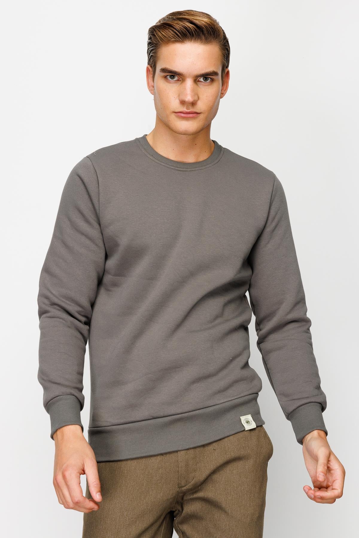 Erkek K.Gri  Bisiklet Yaka Sweatshirt