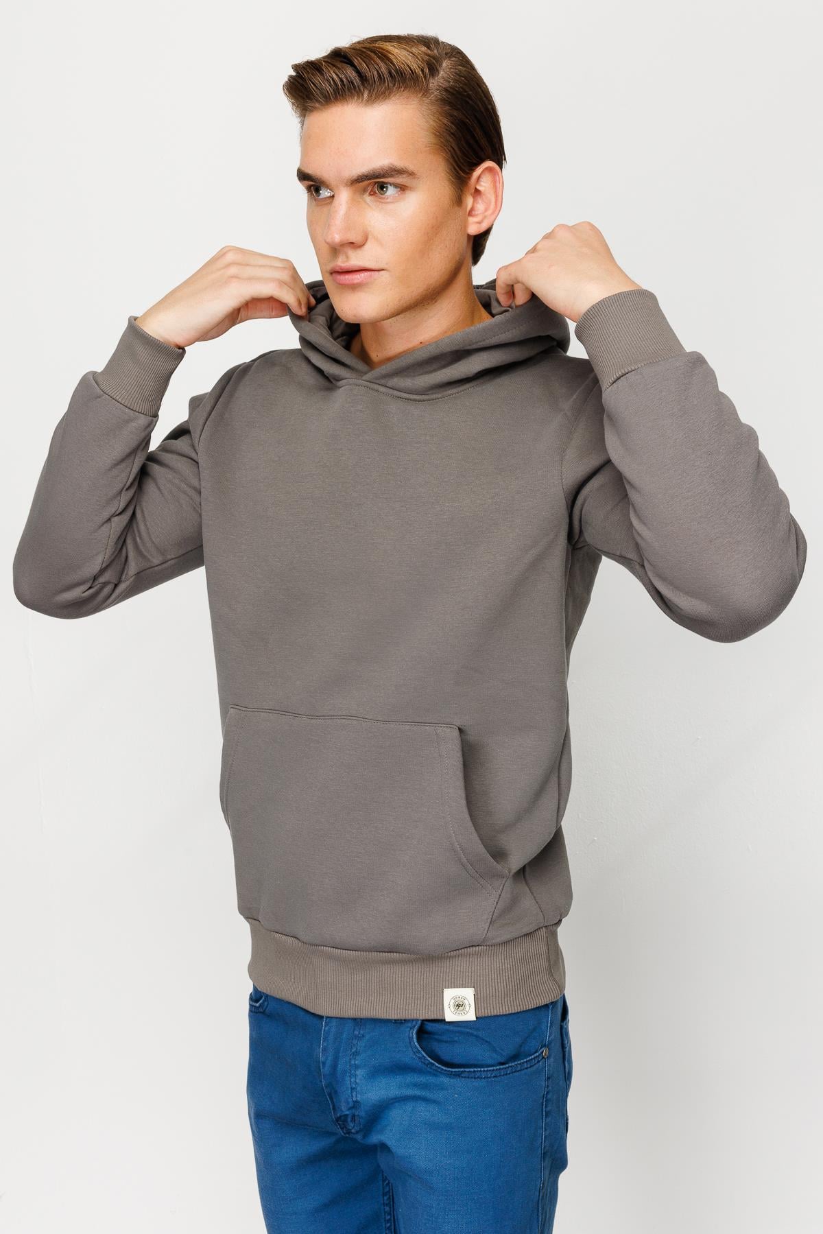 Erkek K.Gri  Kapşonlu Sweatshirt