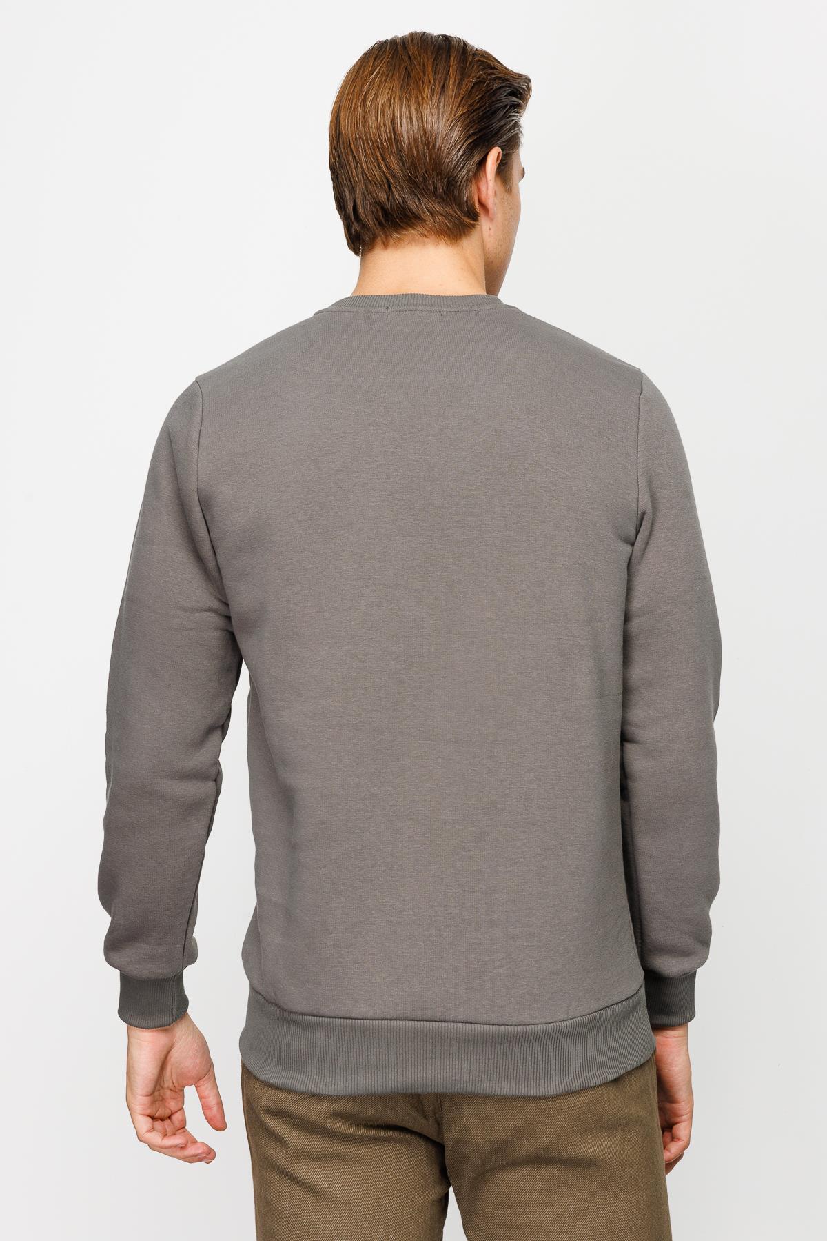 Erkek K.Gri  Bisiklet Yaka Sweatshirt