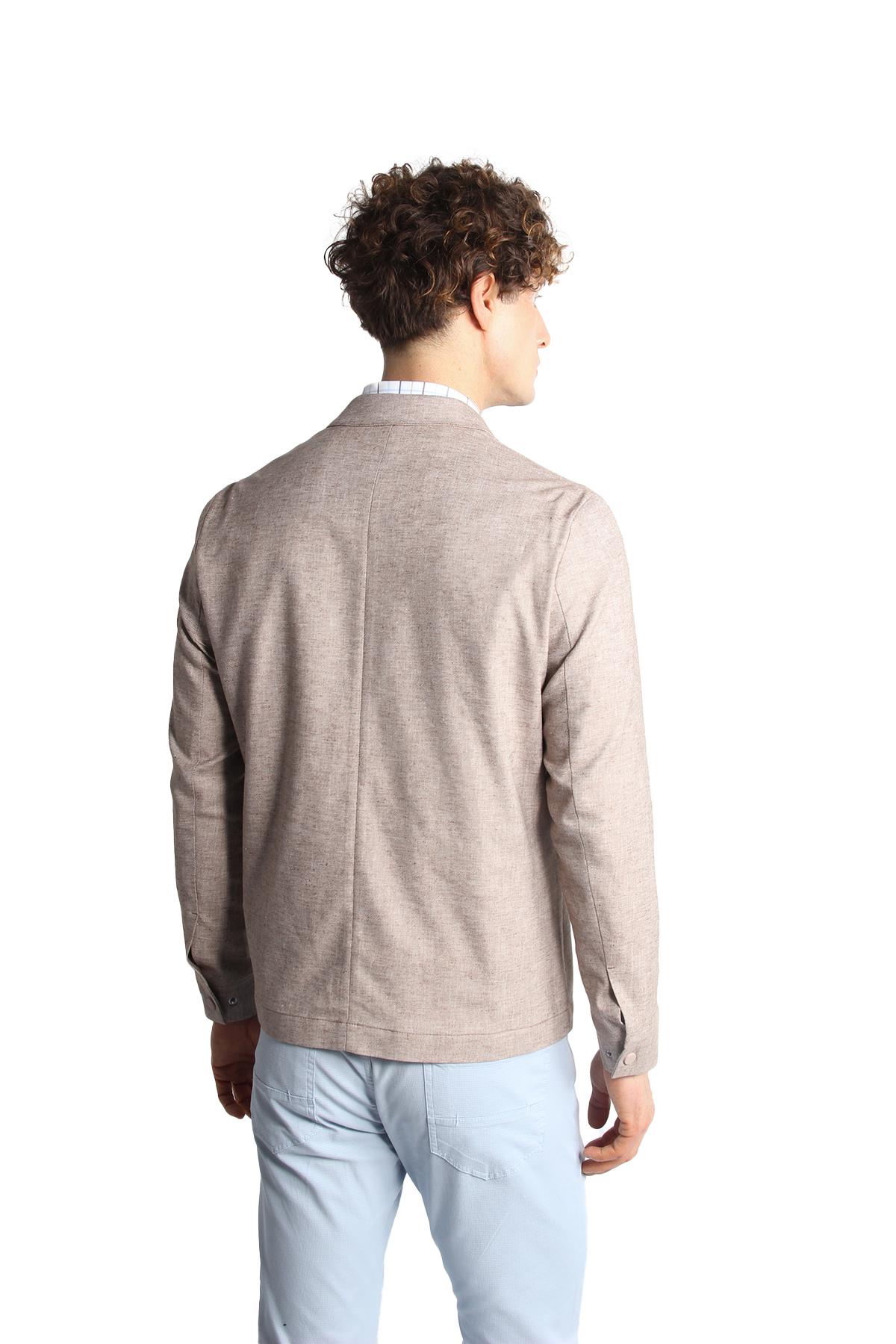 Kahve Regular Fit Gömlek Yaka Polyester Fermuarlı Mont