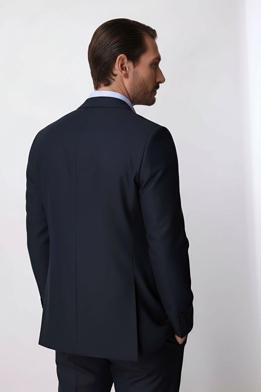 Erkek Lacivert Regular Fit Klasik Takım Elbise