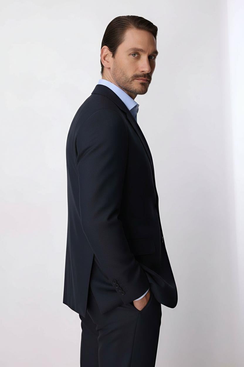 Erkek Lacivert Regular Fit Klasik Takım Elbise
