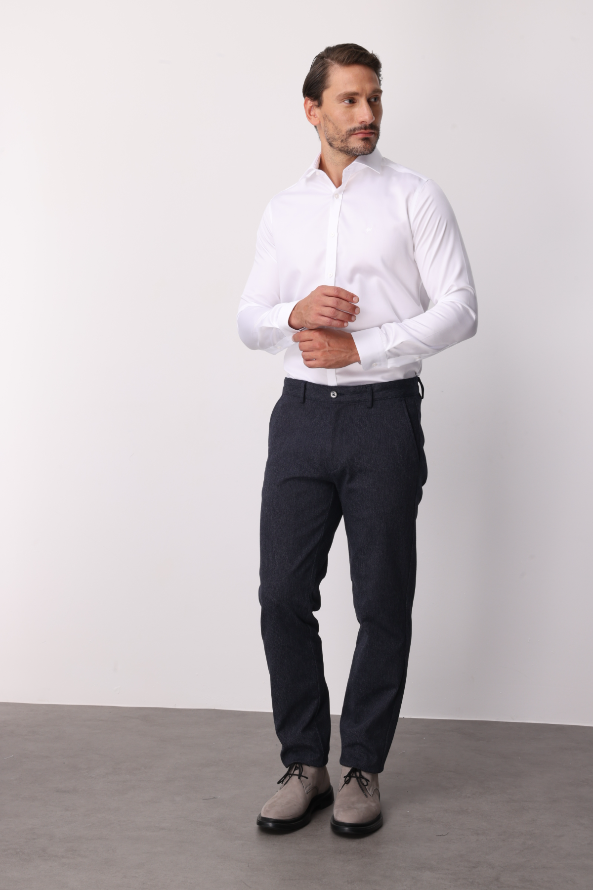 Erkek Lacivert Pamuklu Regular Fit Pantolon – Rahat Kalıp Günlük