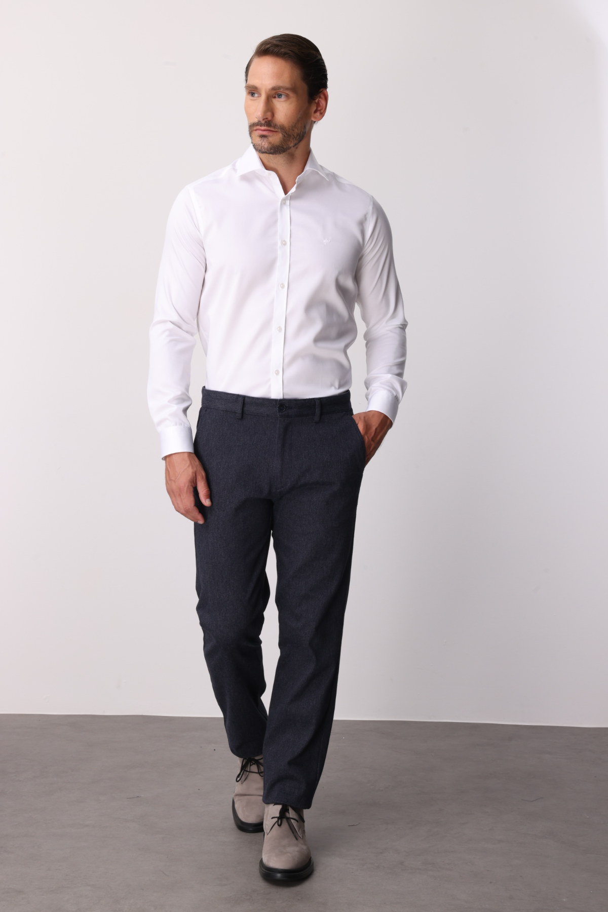 Erkek Lacivert Pamuklu Regular Fit Pantolon – Rahat Kalıp Günlük