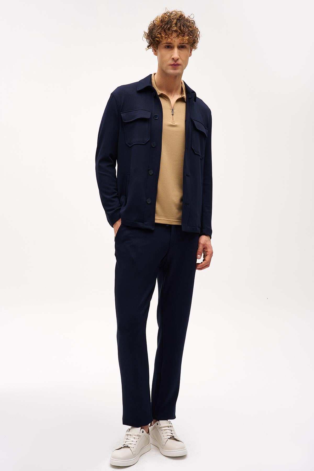 Erkek Lacivert Slim Fit / Dar Kalıp  Takım Elbise