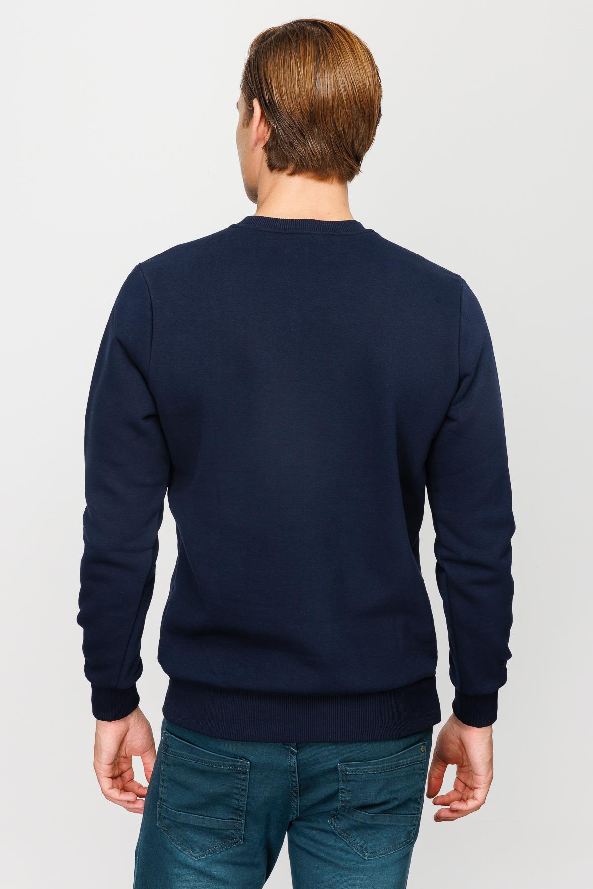 Erkek Lacivert Bisiklet Yaka Sweatshirt