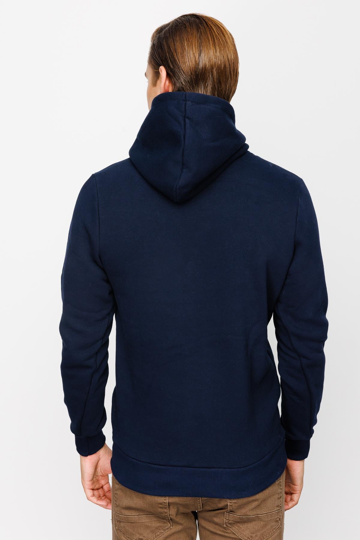 Erkek Lacivert  Kapşonlu Sweatshirt