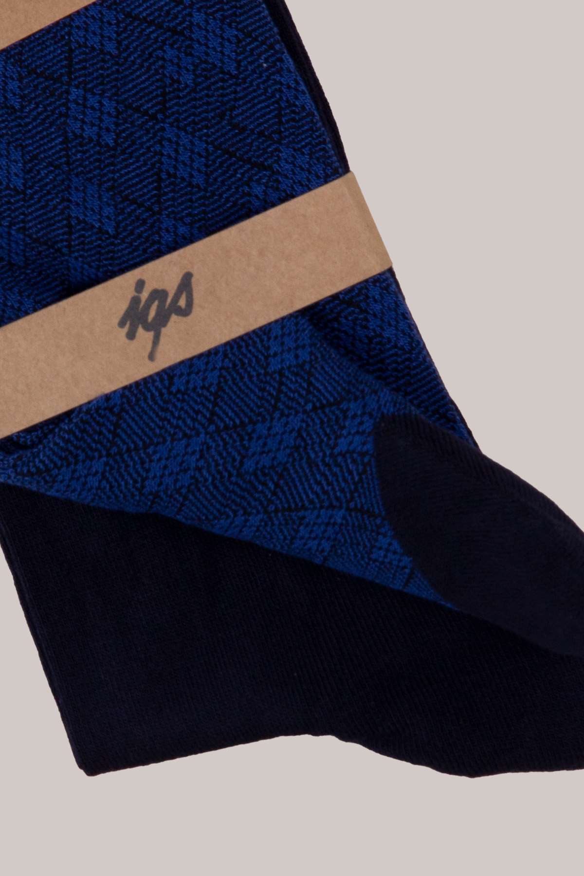 Erkek Lacivert Bambu Desenli İkili Çorap