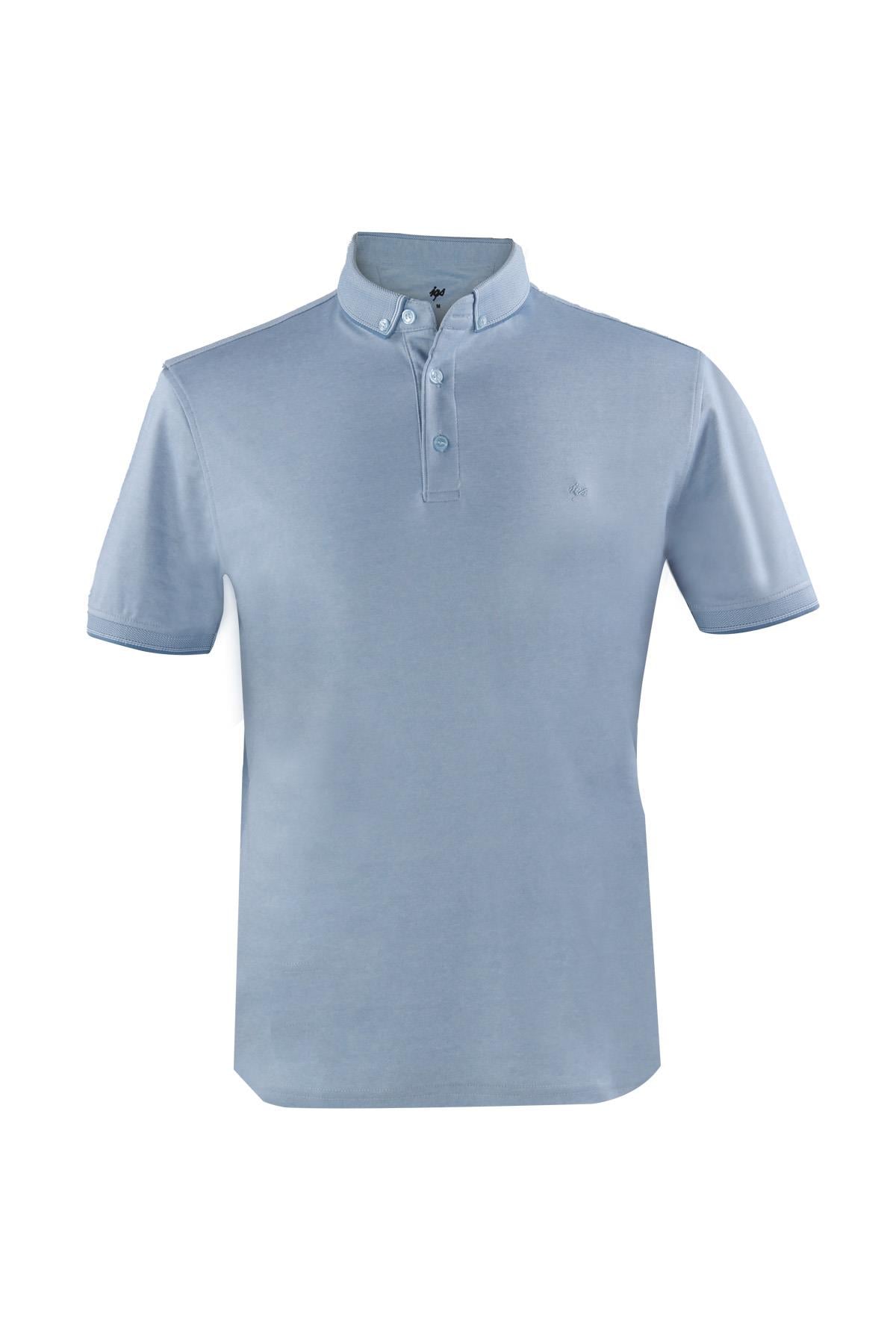 Mavi Slim Fit Dar Kalıp Düğmeli Polo Yaka Düz Kısa Kollu Pamuklu Tişört