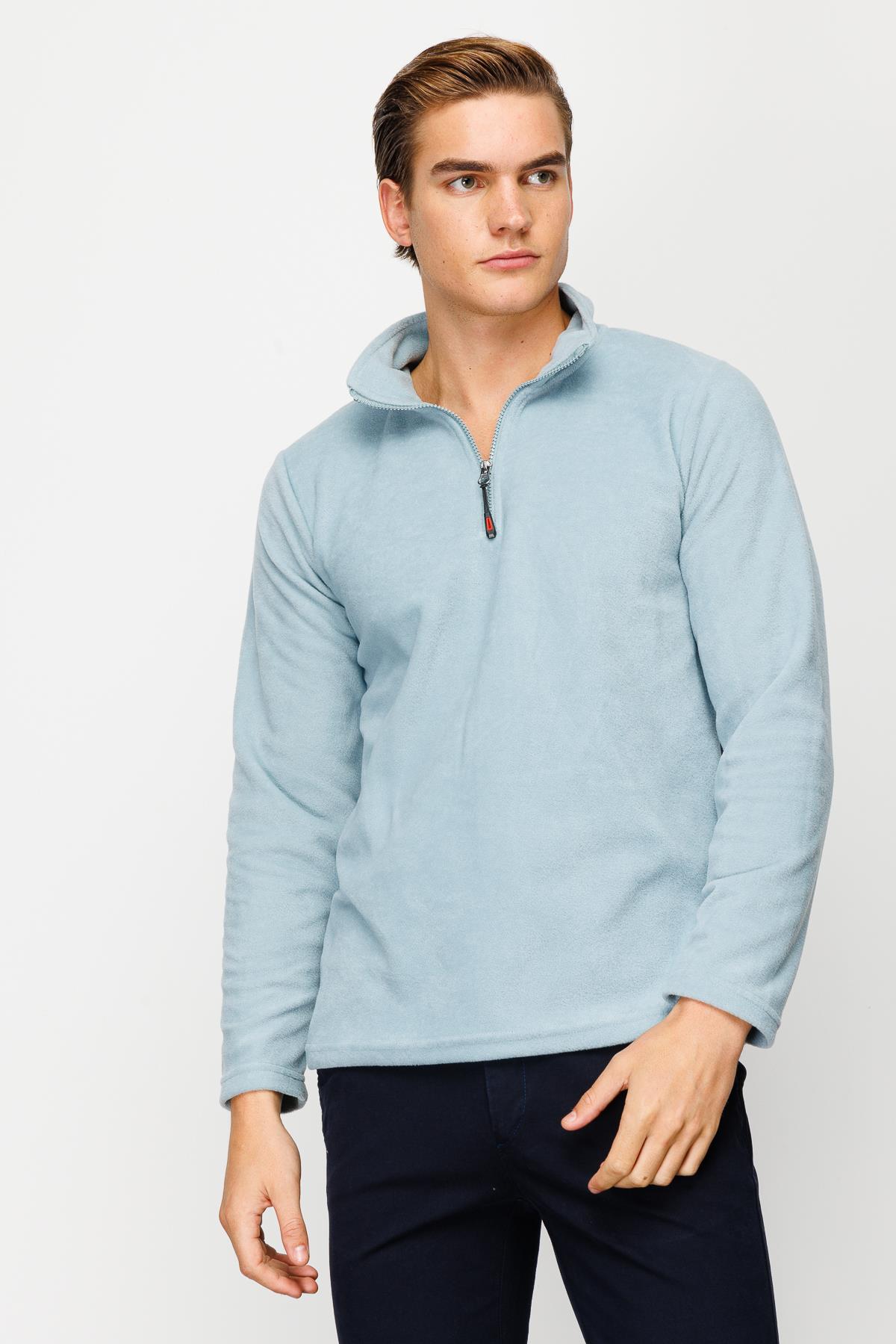 Mavi Erkek Yarım Fermuar Polar Sweatshirt Dik Yaka Model
